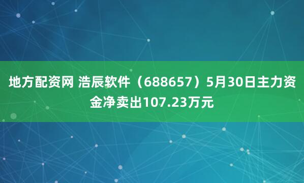 地方配资网 浩辰软件（688657）5月30日主力资金净卖出107.23万元
